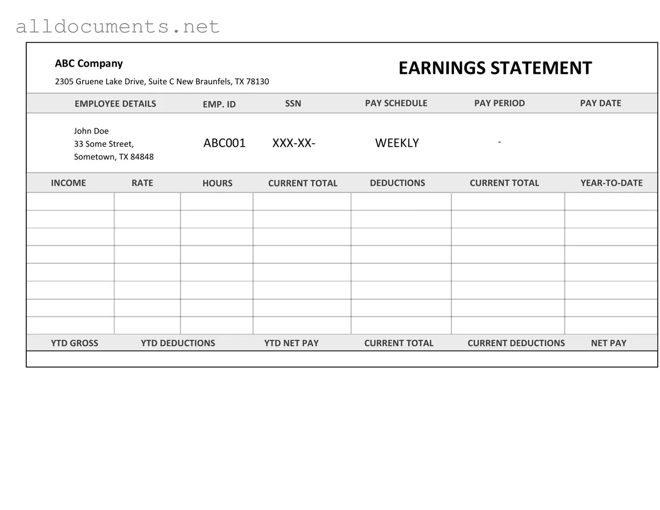 Fillable Independent Contractor Pay Stub Template in PDF