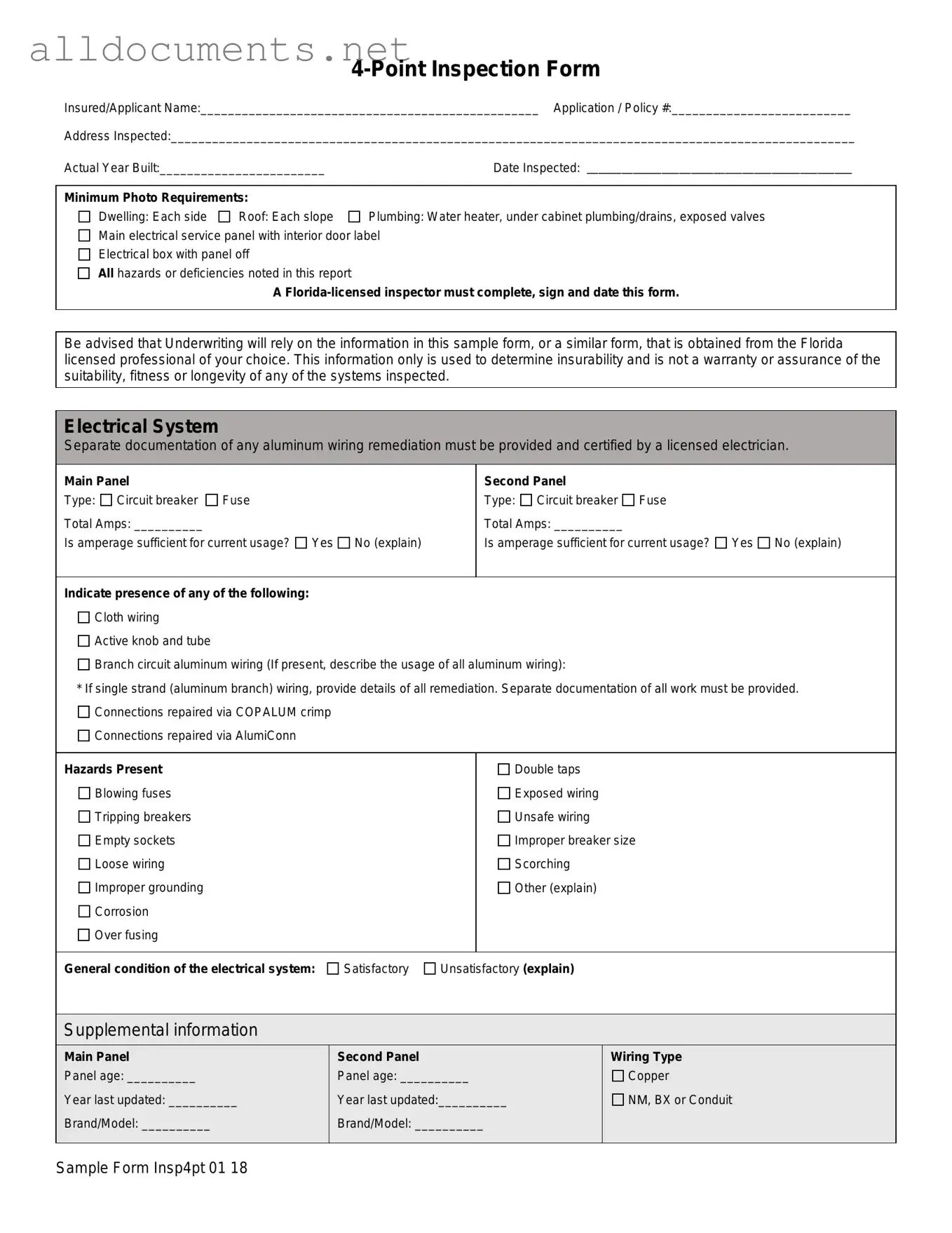 Fillable 4 Point Inspection Template in PDF