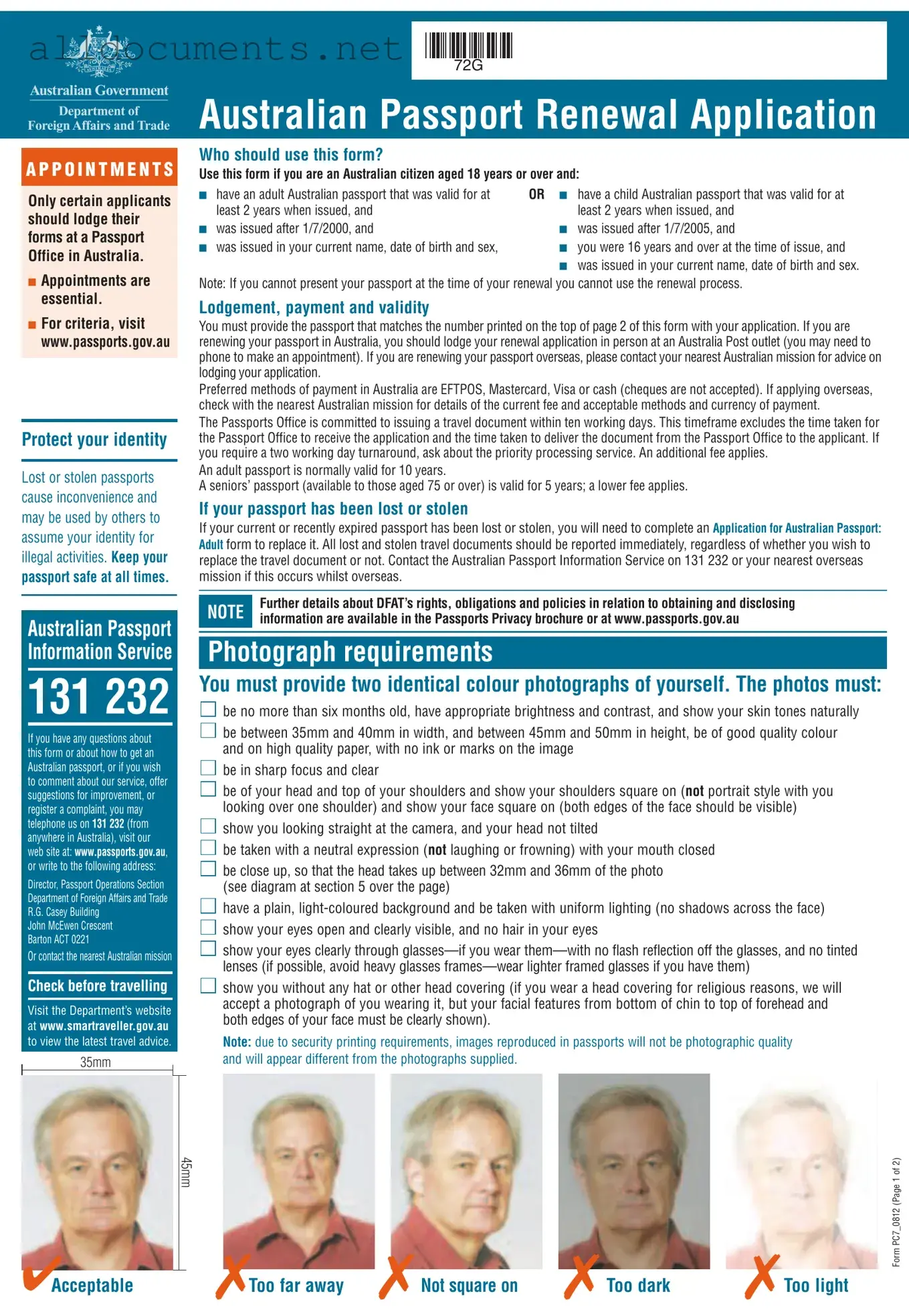 Fillable Australian Passport Renewal Template in PDF