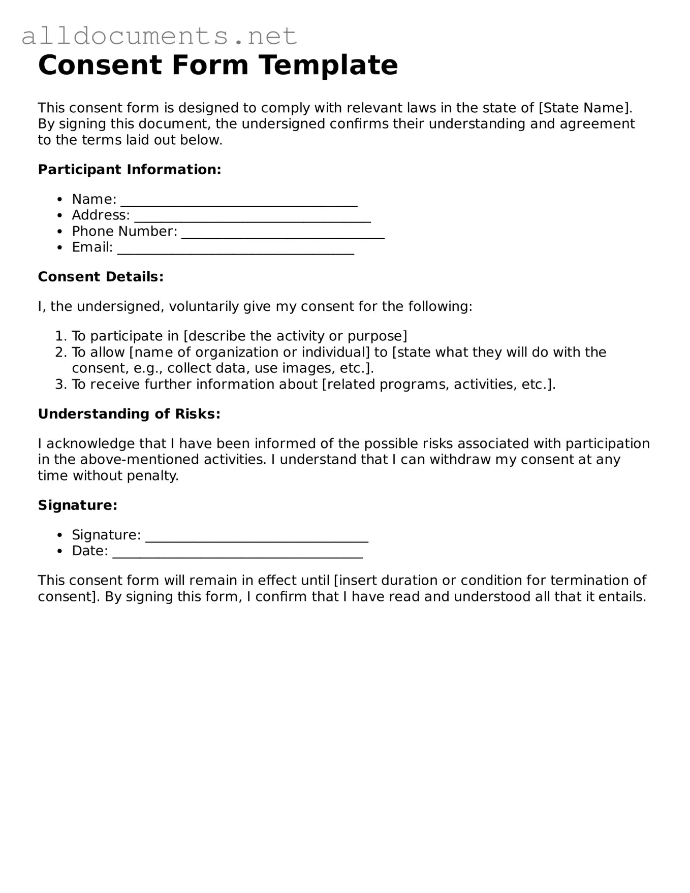Free Consent Document