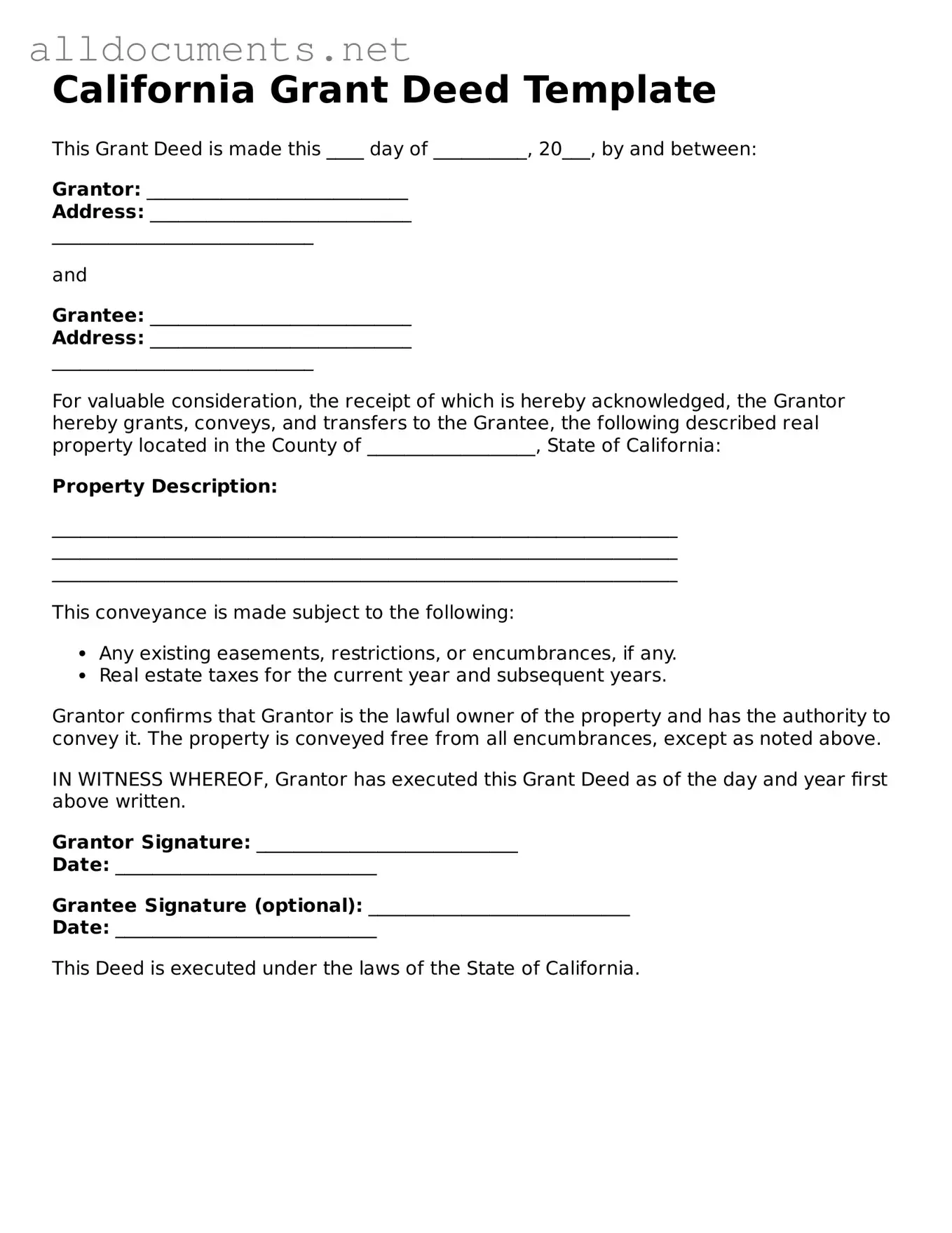 Official  Deed Template for California
