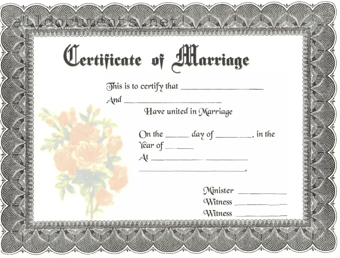 Fillable Marriage Certificate Template in PDF