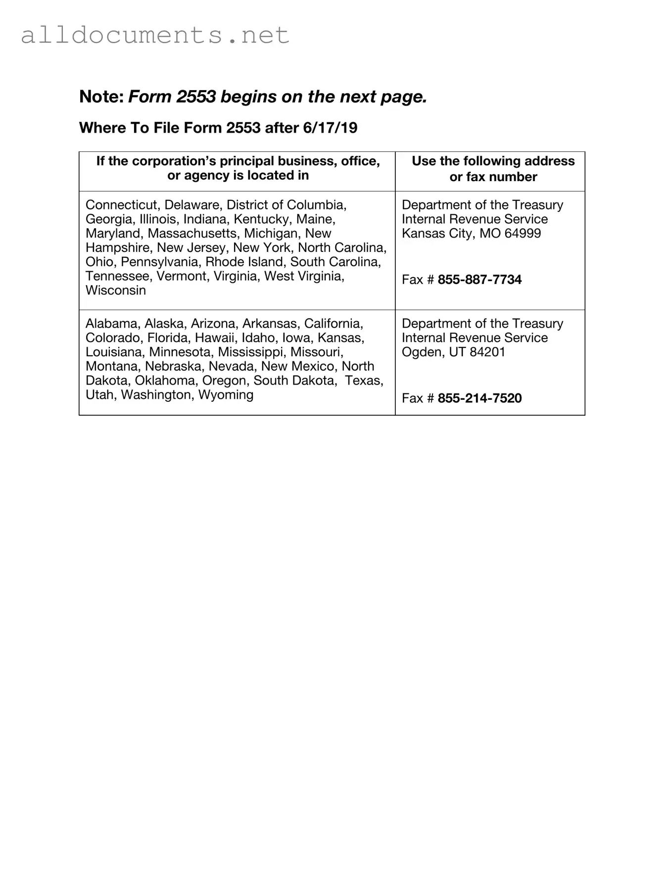 Fillable IRS 2553 Template in PDF