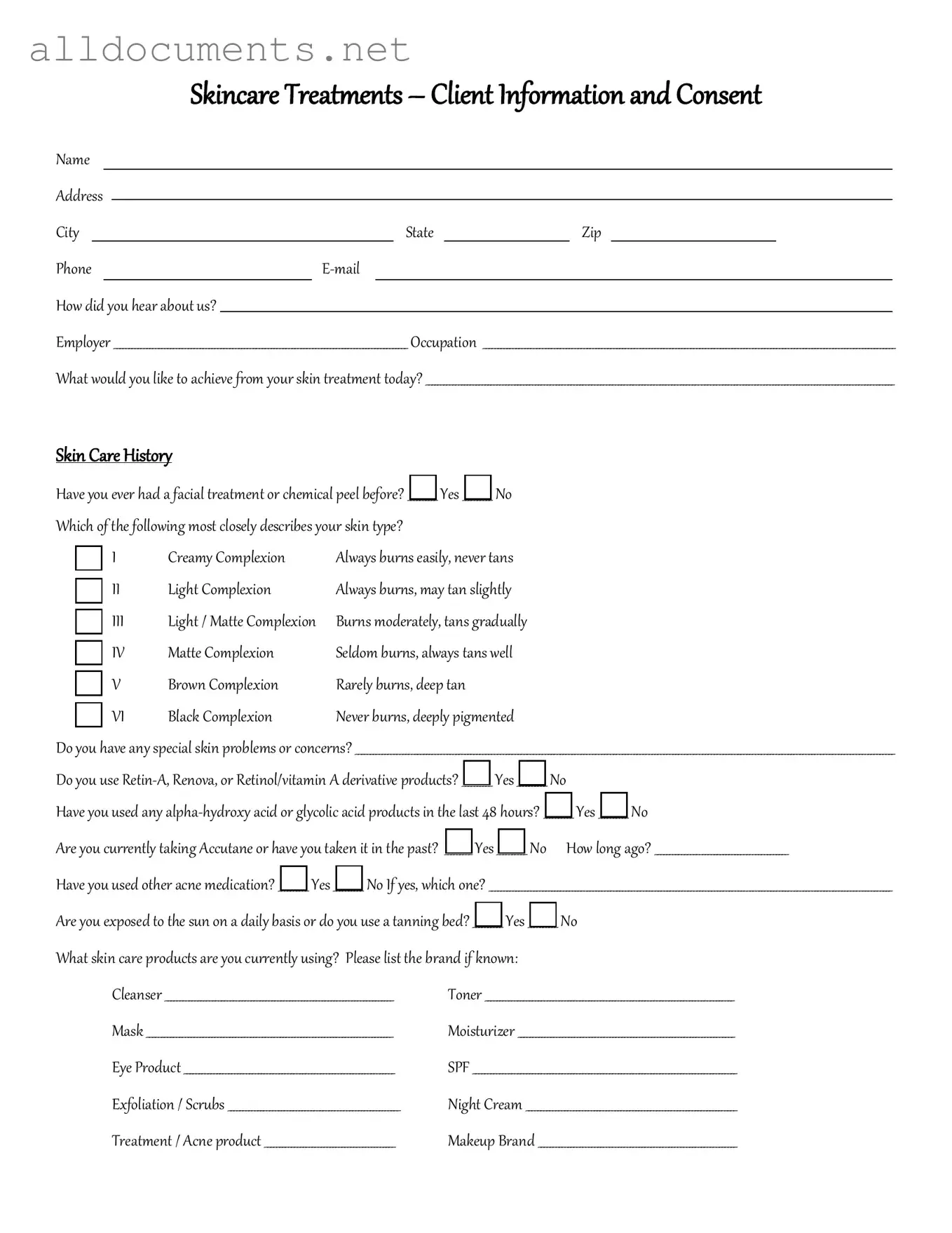 Fillable Facial Consent Template in PDF