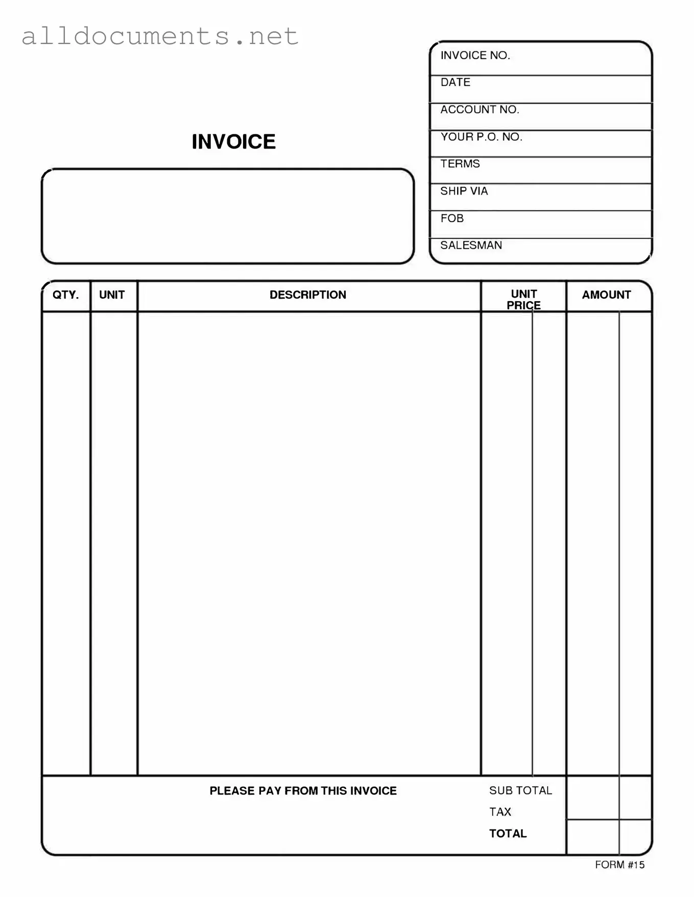 Fillable Free And Invoice Pdf Template in PDF