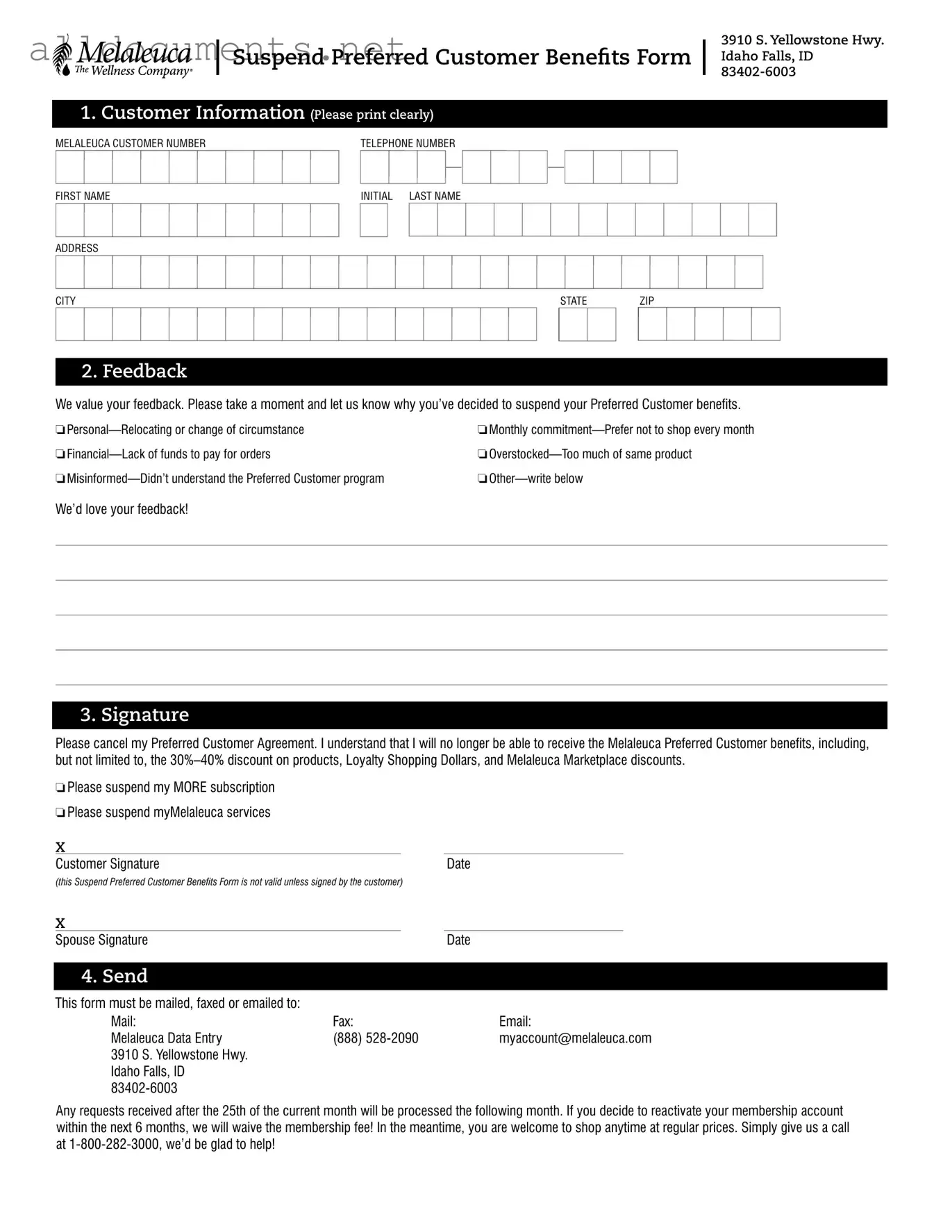 Fillable Melaleuca Cancellation Template in PDF
