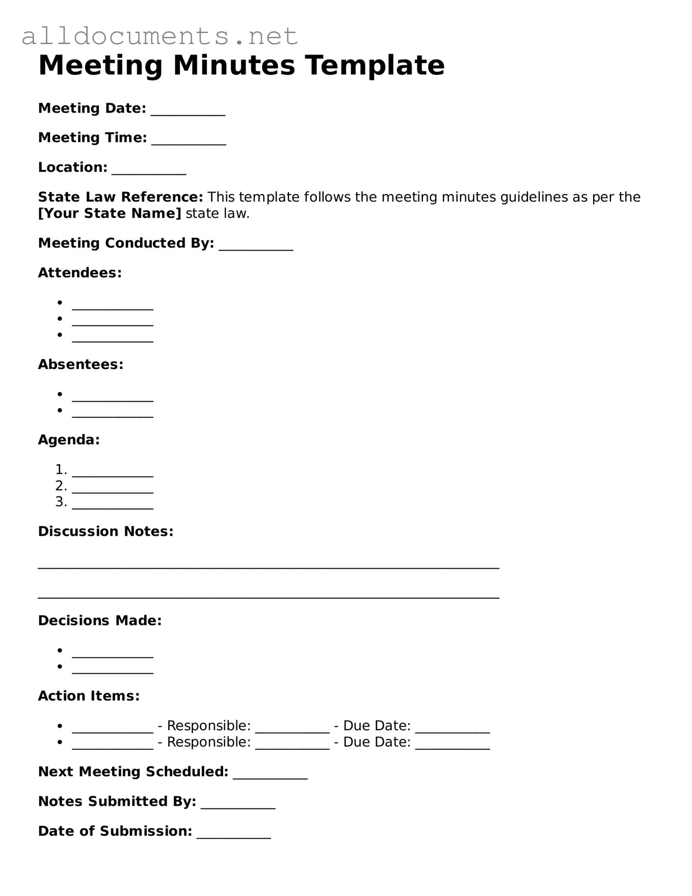 Free Meeting Minutes Document