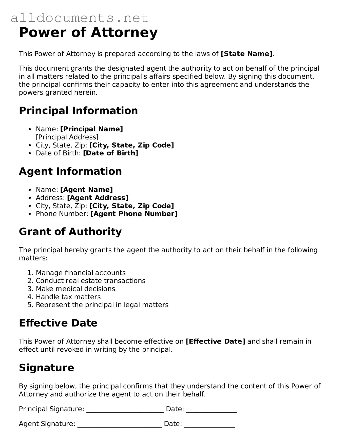 Free Power of Attorney Document