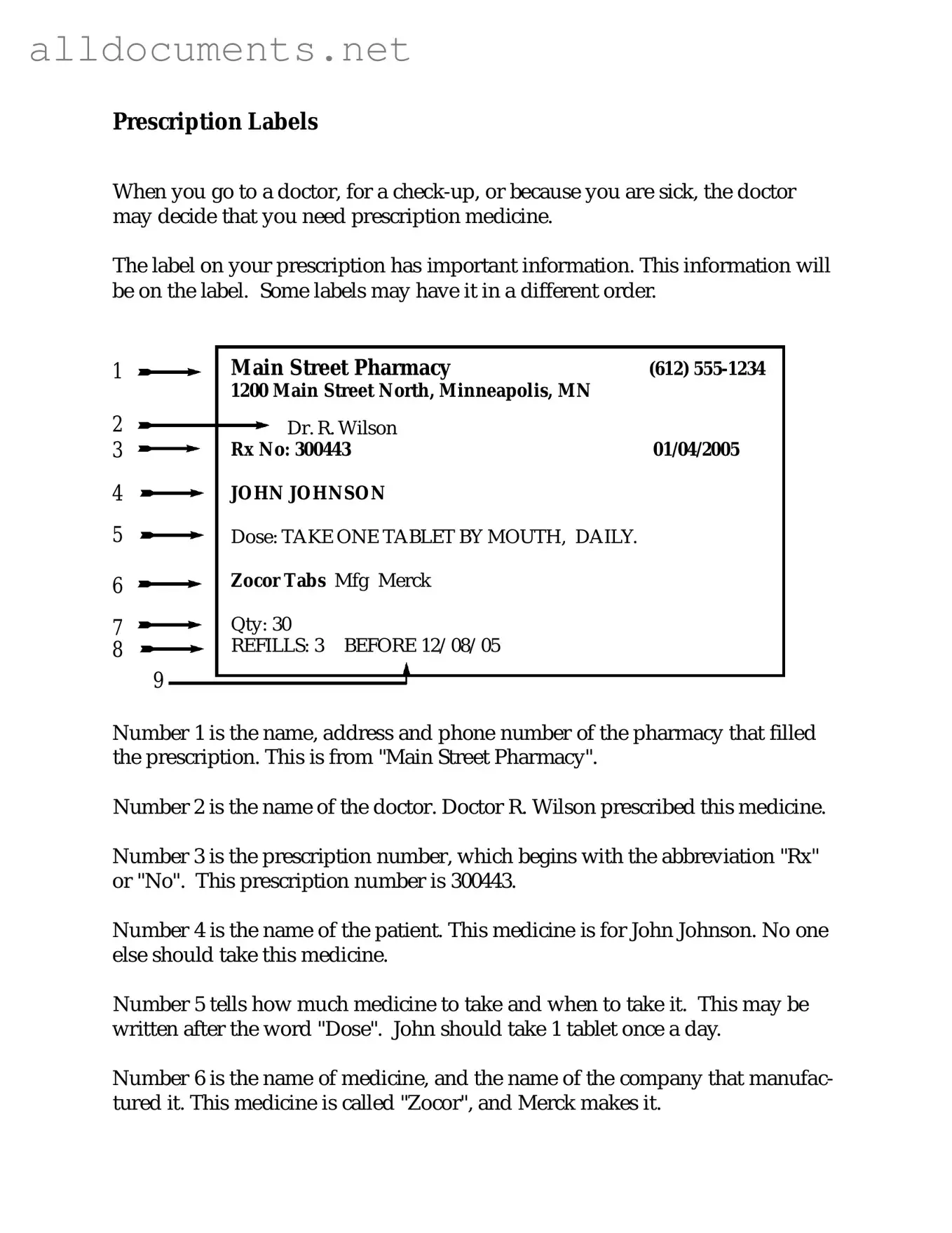 Fillable Prescription Label Template in PDF