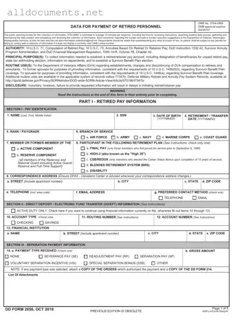 Fillable DD 2656 Template in PDF