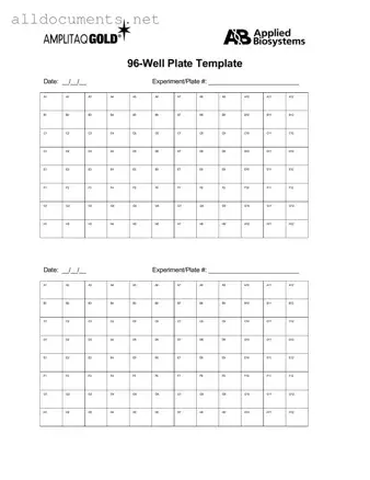 Fillable 96 Well Template in PDF