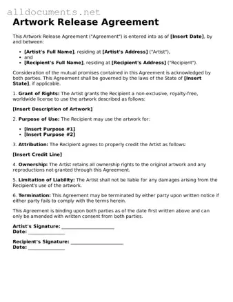 Free Artwork Release Document