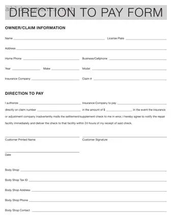 Fillable Authorization And Direction Pay Template in PDF