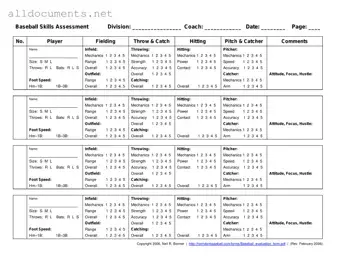 Fillable Baseball Assessment Template in PDF