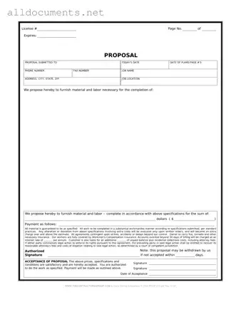 Fillable Construction proposal form Template in PDF