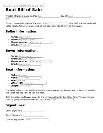 Free Boat Bill of Sale Document