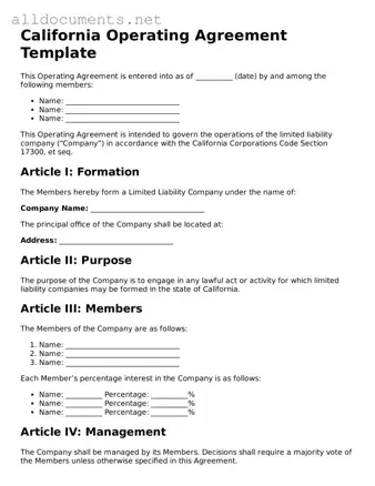 Official  Operating Agreement Template for California