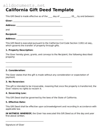 Official  Gift Deed Template for California