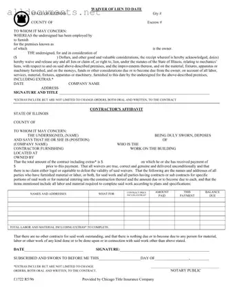 Fillable Chicago Title Waiver Format Template in PDF