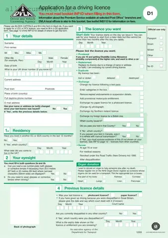 Fillable D1 Dvla Template in PDF