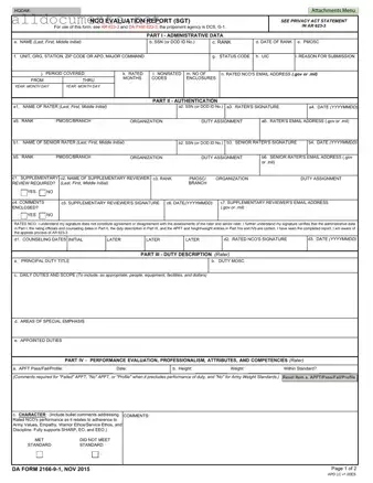 Fillable Da 2166 9 1 Template in PDF
