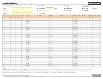 Fillable Electrical Panel Schedule Template in PDF