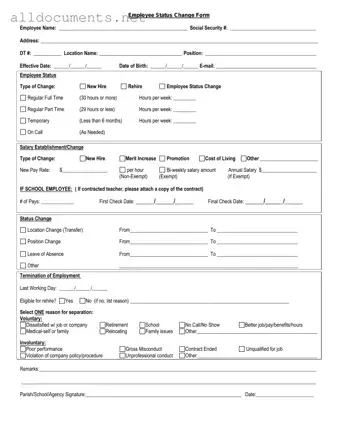 Fillable Employee Status Change Template in PDF