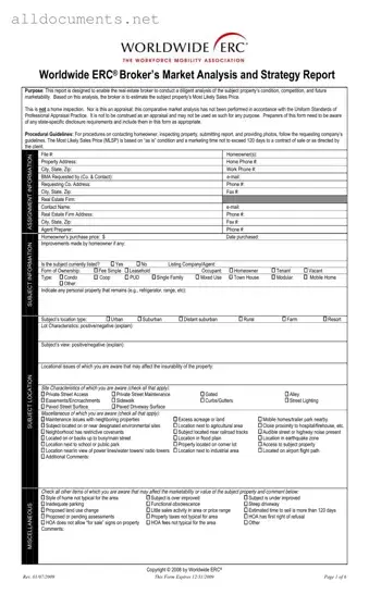 Fillable Erc Broker Market Analysis Template in PDF