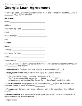Official  Loan Agreement Template for Georgia