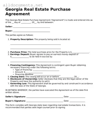Official  Real Estate Purchase Agreement Template for Georgia