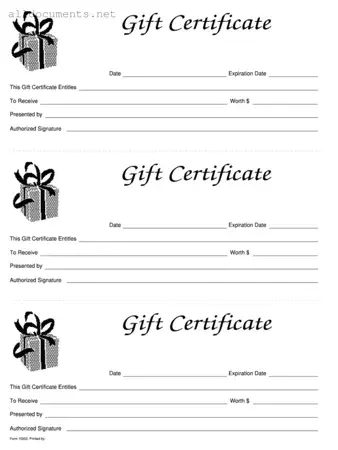 Fillable Gift Certificate Template in PDF