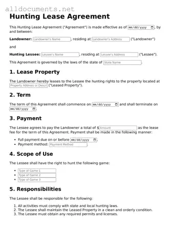 Free Hunting Lease Agreement Document