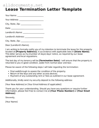 Free Lease Termination Letter Document