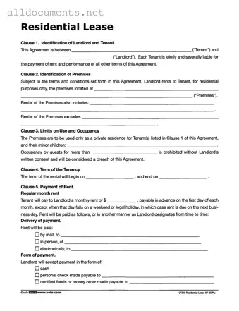 Fillable Lf310 Residential Lease Template in PDF