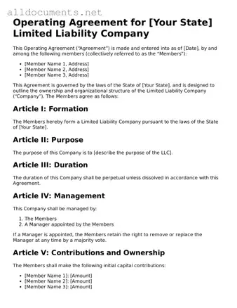 Free Operating Agreement Document