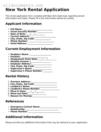 Official  Rental Application Template for New York