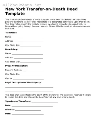 Official  Transfer-on-Death Deed Template for New York