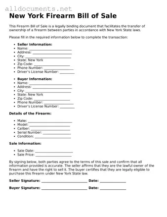 Official  Firearm Bill of Sale Template for New York