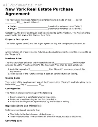 Official  Real Estate Purchase Agreement Template for New York