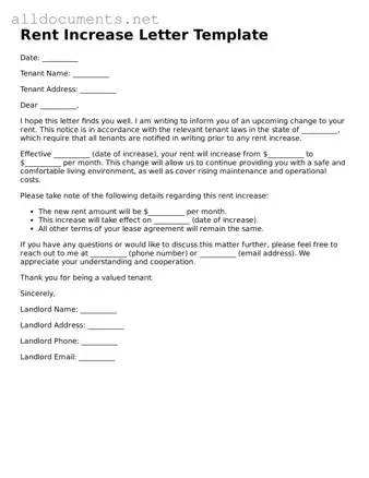 Free Rent Increase Letter Document