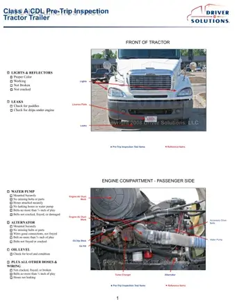 Fillable Pre Trip Inspection Checklist Template in PDF