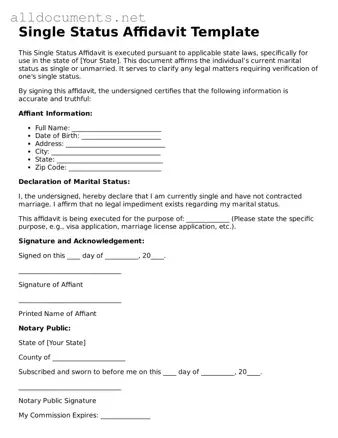 Free Single Status Affidavit Document