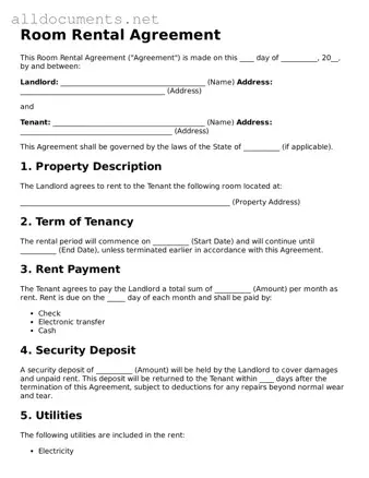 Free Room Rental Agreement Document