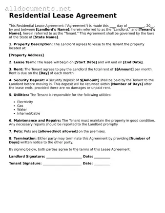 Free Lease Agreement Document