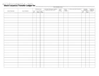 Fillable Stock Transfer Ledger Template in PDF