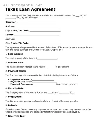 Official  Loan Agreement Template for Texas