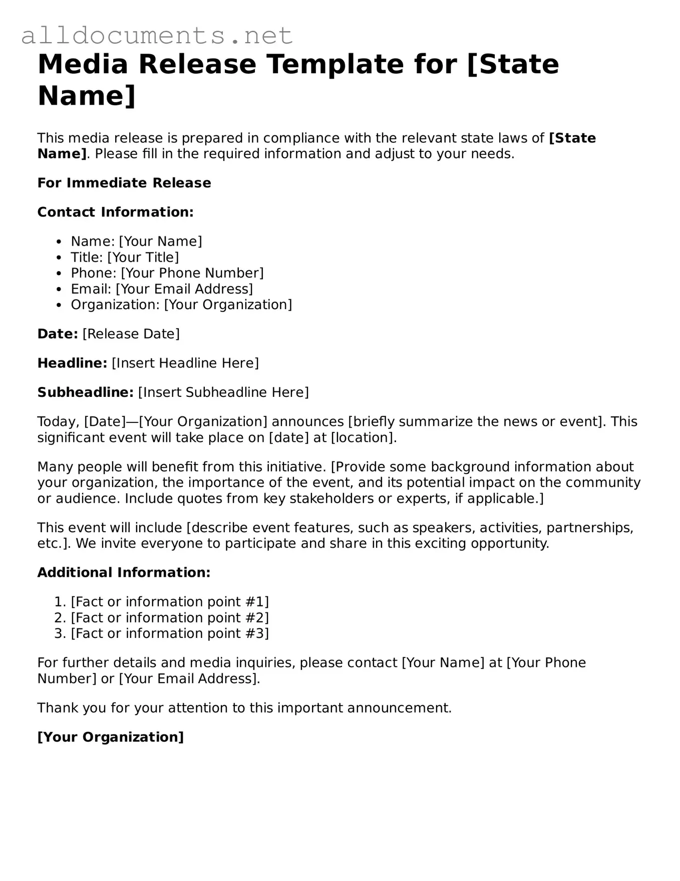 Free Media Release Document