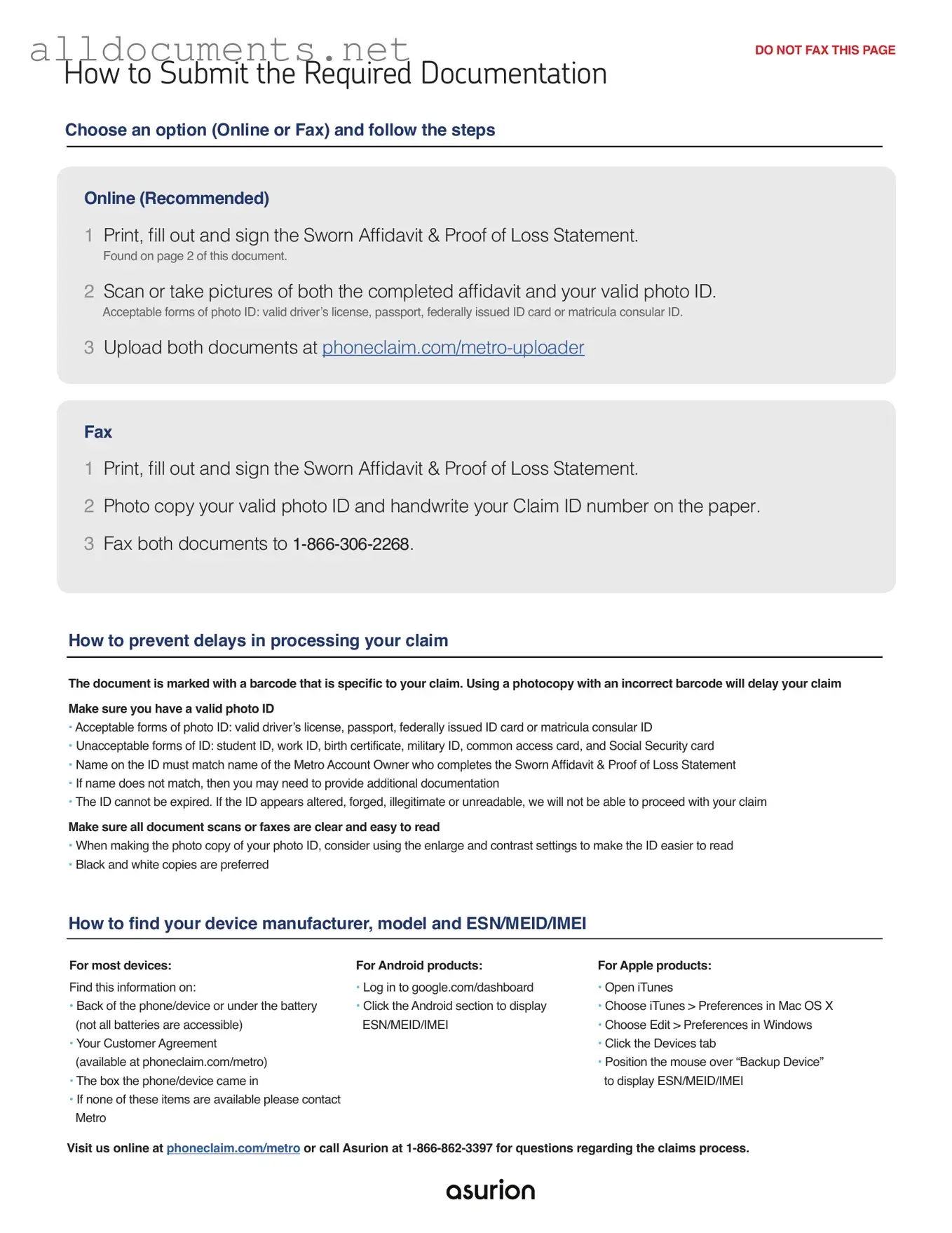 Fillable Asurion F-017-08 MEN Template in PDF