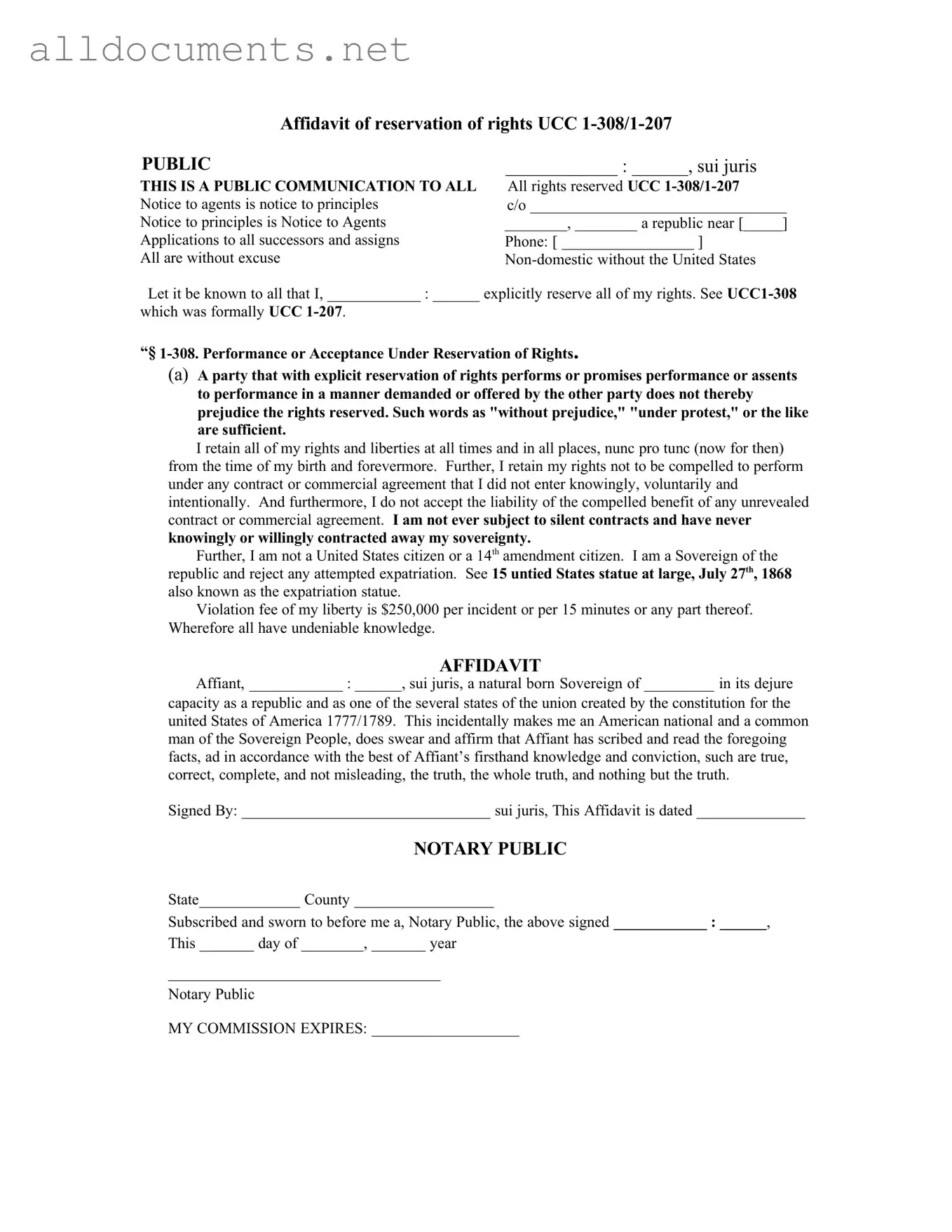Fillable Ucc 1 308 Template in PDF